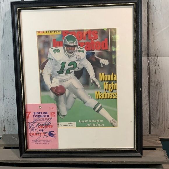 Randall Cunningham Sports Illustrated Sideline Pass Signed Mat and Framed - Picture 2 of 4